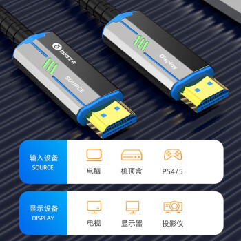 毕亚兹 HDMI2.1版光纤线 5米 8K60Hz发烧级高清视频线家庭影院工程装修布线 电脑机顶盒接电视显示器