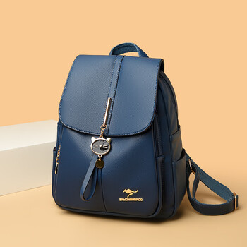 酷奇袋鼠品牌女士双肩包2023新款韩版软皮背包时尚休闲大容量旅行包女