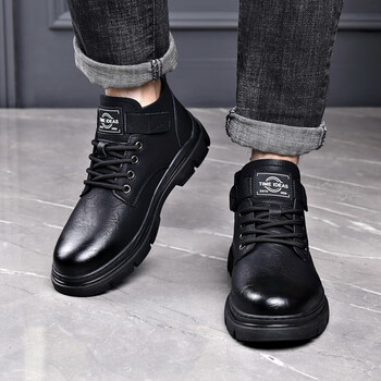 柯盾(kedun)马丁靴男秋季新款真皮英伦风机车工装靴加绒保暖短靴高帮