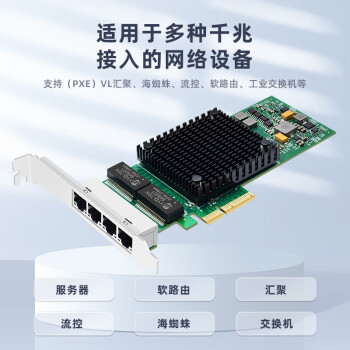 EB-LINK intel I350芯片PCI-E X4千兆四口服务器网卡I350-T4电口机器视觉工业相机网络适配器