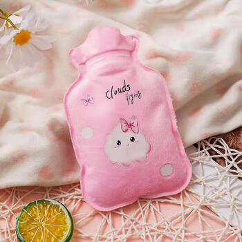 可爱毛绒儿童注水式小热水袋学生迷你防爆热敷灌水女生暖肚子歆沐泽粉