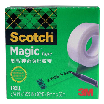 3M 思高 隐形胶带 磨砂透明神奇错题胶带 无痕隐形 可黏错题 办公用品 810-CQ33 19mm×33m 1包装