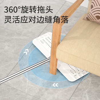 美丽雅平板拖把33cm3布带桶免手洗干湿两用家用一拖净拖地神器洗拖一体