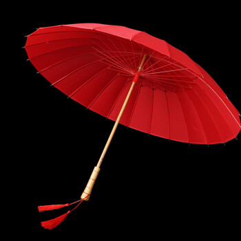 辉客映上新娘用的结婚伞专用红伞流苏古风高级复古红色雨伞出门出嫁