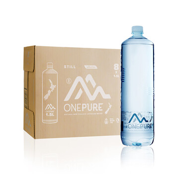 亿纯（ONE PURE）新西兰原装进口 天然软矿泉水1.5L*8瓶 弱碱性高端矿物质饮用水
