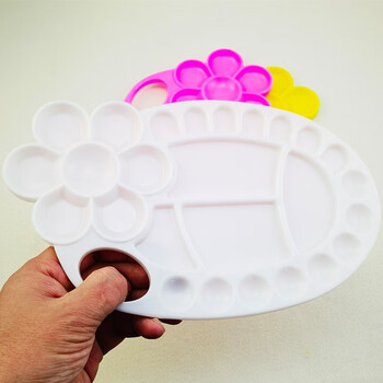 【全网低价】芬尚 儿童彩色颜料盘 幼儿园美术绘画调色盘可装水粉水彩颜料 红白24*14.5cm（两个装）