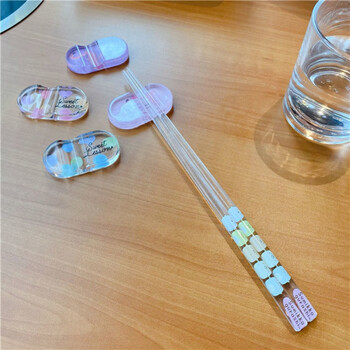 角落生物筷子水晶筷子透明筷子家用易清洗筷角落生物水晶筷送筷子架23