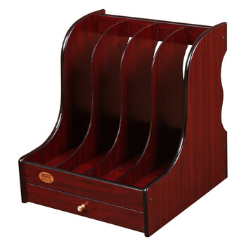 信发TN-8104 木质办公桌面文件框 高档四格带抽屉木质资料架 文件架 杂志书架 书立