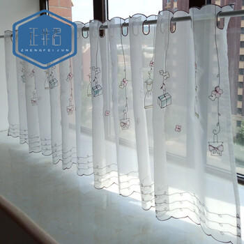 半截窗帘短窗帘短帘美式小窗帘厨房飘窗阳台帘遮光半帘小裙子纱款不含