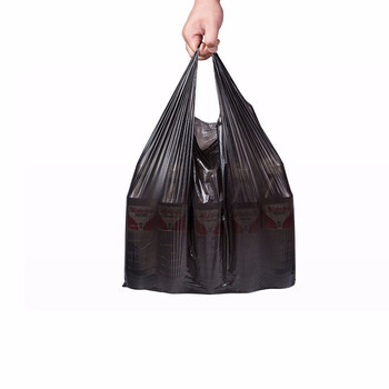京洲实邦【80*105cm50个】背心手提式黑色加厚塑料垃圾袋【企业专属】