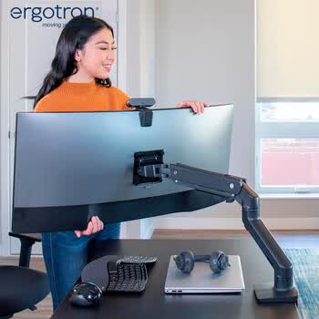 爱格升（ERGOTRON）HX重型显示器支架电脑支架支架臂旋转电脑架台式机屏幕底座增高架电脑桌（45-475-224）黑色