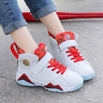 亞浟妲濇官方儿童篮球鞋小童训练鞋中大童男孩男童运动 白红 32