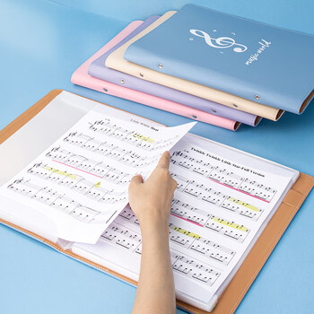 天色 A4/40页皮面精装乐谱夹子谱夹文件夹不反光可修改唱歌谱曲谱琴谱夹 TS-1666 粉色