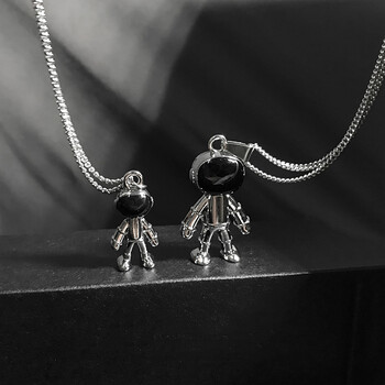 珍韵缘太空人银项链男个性嘻哈长款毛衣链银吊坠女小众设计宇航员配饰