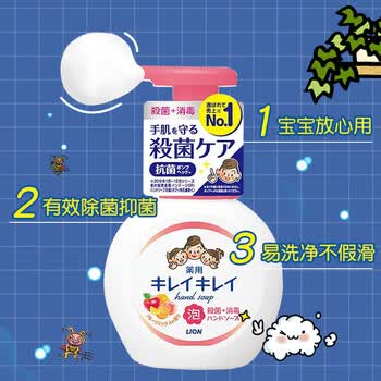 狮王（Lion）泡沫洗手液滋润温和易冲洗儿童成人通用原装进口250ml果香型