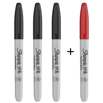 锐意(Sharpie)细头马克笔油性防水防褪色速干耐用记号笔商务办公标记进口3黑1红4支装美术写生水彩笔 锐意(Sharpie)细头马克笔油性防水防褪色速干耐用记号笔商务办公标记进口3黑1红4支装美术写生水彩笔