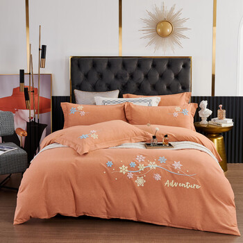 雅鹿纯棉四件套全棉被套床单床上用品套件爱马仕橙18m床单款四件套