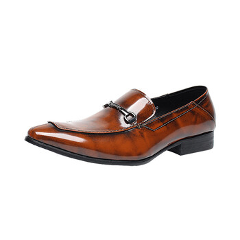 戴丽格一脚蹬男鞋休闲鞋时尚尖头擦色潮流男单皮鞋金属扣装饰英伦鞋棕