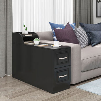 沙发边柜侧边柜北欧式边几沙发柜中间小茶几缝隙扶手储物柜窄边柜黑色