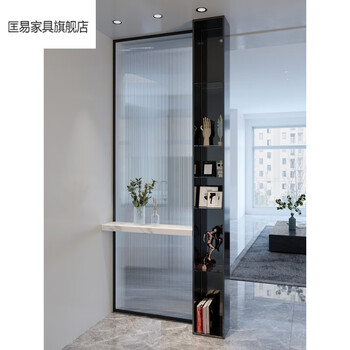 匡易网红创意超白长虹玻璃隔断墙入户屏风客厅不锈钢现长虹超白玻璃置