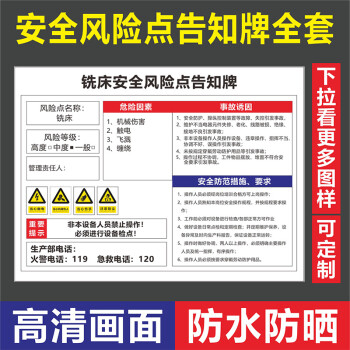 安全風險點告知牌危險源配電房車間空壓注塑叉車衝銑鑽床機械傷害倉庫