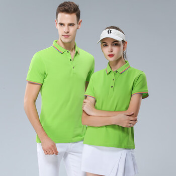 定制印logo男女款短袖polo衫印字文化衫刺绣班服车间厂服果绿色女款wm