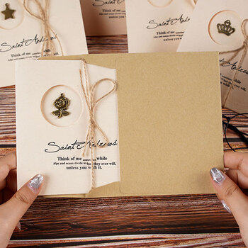 狮洛德 母亲节复古贺卡4张小卡片毕业礼物装饰卡高级感创意ins风生日邀请贺卡祝福留言卡含信封