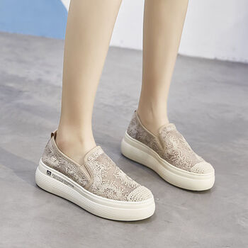 渔夫鞋女懒人鞋一脚蹬一脚蹬渔夫鞋女夏季新款韩版网面透气厚底内增高