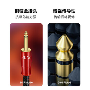 SKW 发烧级 6.5mm音频线 6.35大二芯公对公 麦克风吉他电子琴调音台音响连接线 HC08-1米(中国红) SKW 发烧级 6.5mm音频线 6.35大二芯公对公 麦克风吉他电子琴调音台音响连接线 HC08-1米(中国红)
