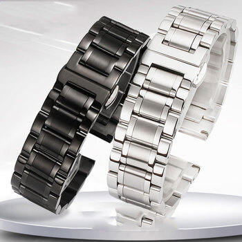 soxw适用亮色316l实心手表链豪利时豪度依波路手表男女士钢表带20银色