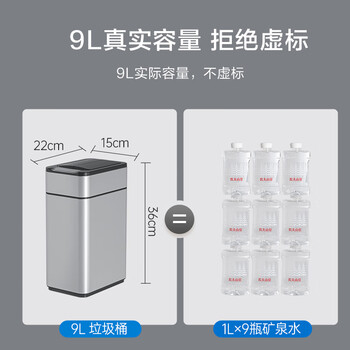 京东京造不锈钢智能感应垃圾桶 卫生间带盖厕所厨房客厅办公室垃圾筒 小号