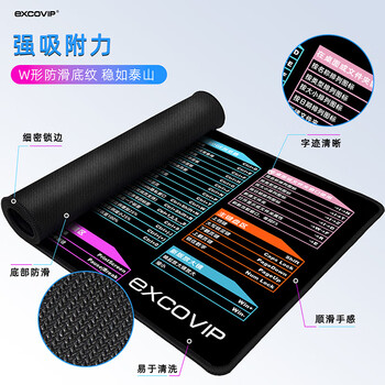 宜适酷(EXCO)快捷键鼠标垫大号桌垫office专用笔记本电脑办公软件鼠标垫快捷键锁边游戏键盘大垫子9141 宜适酷(EXCO)快捷键鼠标垫大号桌垫office专用笔记本电脑办公软件鼠标垫快捷键锁边游戏键盘大垫子9141