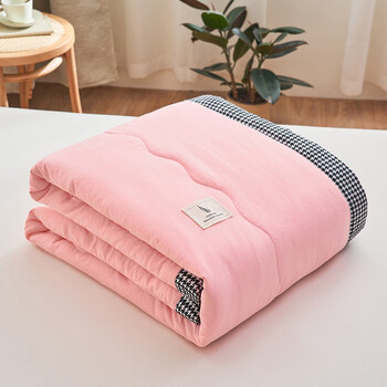 洁丽雅水洗棉千鸟格大豆纤维夏被空调被高支高密宿舍家用学生舒适填充