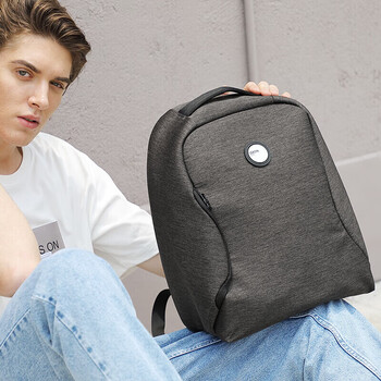 乐上（LEXON）电脑包男背包双肩包14/15英寸防盗包旅行出差潮流书包带侧兜灰色