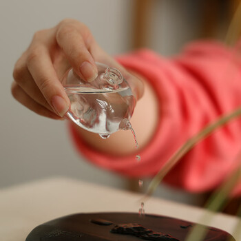 漢墨 明镜玻璃砚滴 水滴可爱创意储水圆形小水滴 文房四宝砚台磨墨用瓷器摆件