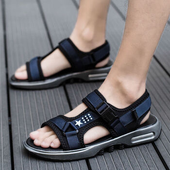 夏季新款男士凉鞋学生韩版潮流沙滩鞋男款外穿中大童男生凉鞋蓝色1885