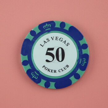 拉斯维加斯14克黏土德州扑克牌筹码套装麻将筹码币 宝蓝色 面值50