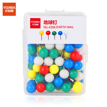 优必利 彩色球形钉 海报告示钉 照片墙珍珠钉 地球钉 100枚/盒 4356