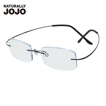 naturally jojo近视眼镜框架 男士无框眼镜光学架β钛商务近视眼镜