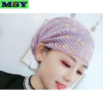 回民女士帽子新款纱巾套头包头帽女士回族头巾帽遮发帽舒适 雪青