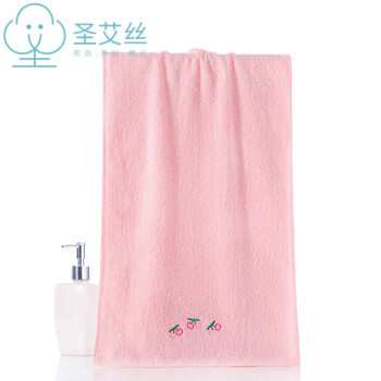 圣艾丝素色绣花面巾 轻薄易干强吸水小毛巾 粉色 55g