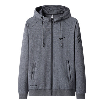 卫衣男士纯棉秋冬款宽松大码衣服加绒立领开衫外套男潮 灰色9938款 连