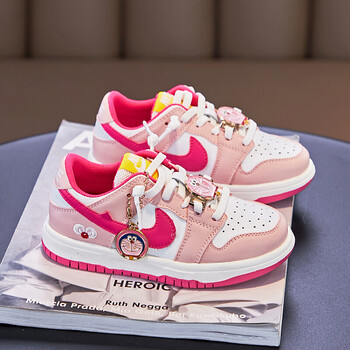 中童运动鞋女大童鞋透气2022季新款儿童休闲鞋女孩鞋子单鞋粉色26内长