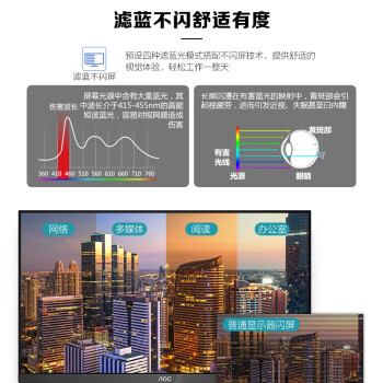 AOC 27英寸 2K高清 100Hz IPS广色域 低蓝光不闪 三边微边 超薄机身 节能办公电脑显示器 Q27B2S2