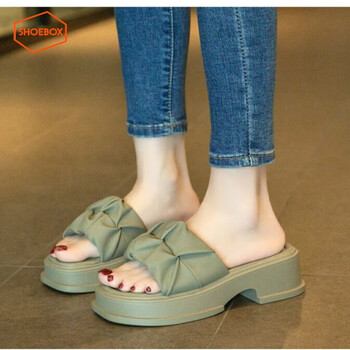 鞋柜(shoebox)达芙妮集团旗下凉拖鞋女夏外穿2024新款厚底休闲时尚踩