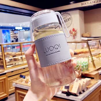 水杯蓝色340茶漏>膳魔师简约清新耐高温玻璃杯子女生高颜值办公室带茶