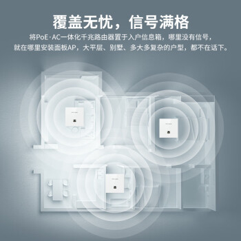 普联（TP-LINK） AP面板AX3000全屋WiFi6套装 子母路由器薄款 双频千兆 企业家庭组网5口AC一体机*1+AP*4白色