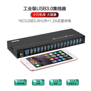 西普莱（SIPOLAR）16口工业级usb 分线器3.0集线器电脑高速扩展手机批量充电刷机hub A-316 1.4m数据线