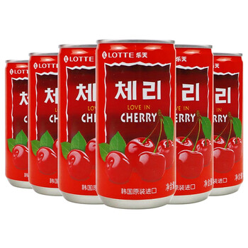 乐天(lotte)樱桃汁饮料果味果汁饮料180ml*6听/30听果汁健康饮料韩国