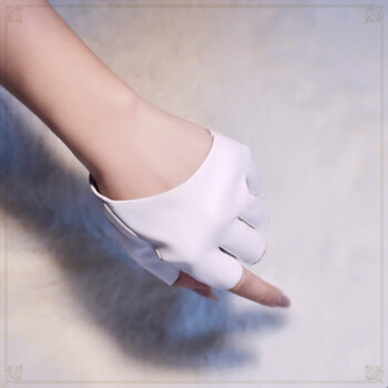 哈昱半截机能跳舞哥特朋克半指半掌露指辣妹执事皮手套女白色pu半掌